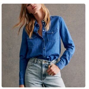 Sézane Alba Blue Denim Shirt